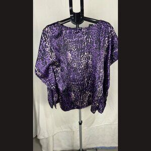 JW Style Women’s Purple Flowy Top Size XL Lightweight Loose Fit Blouse